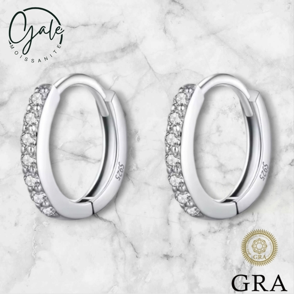 Moissanite Diamond Huggie Hoops - Picture 5 of 12